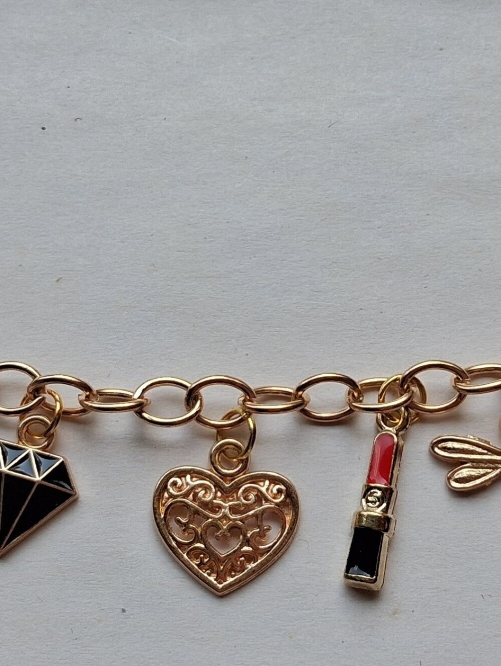 Gold-Tone Charm Bracelet with Multicolor Enamel Accents - Picture 10 of 10